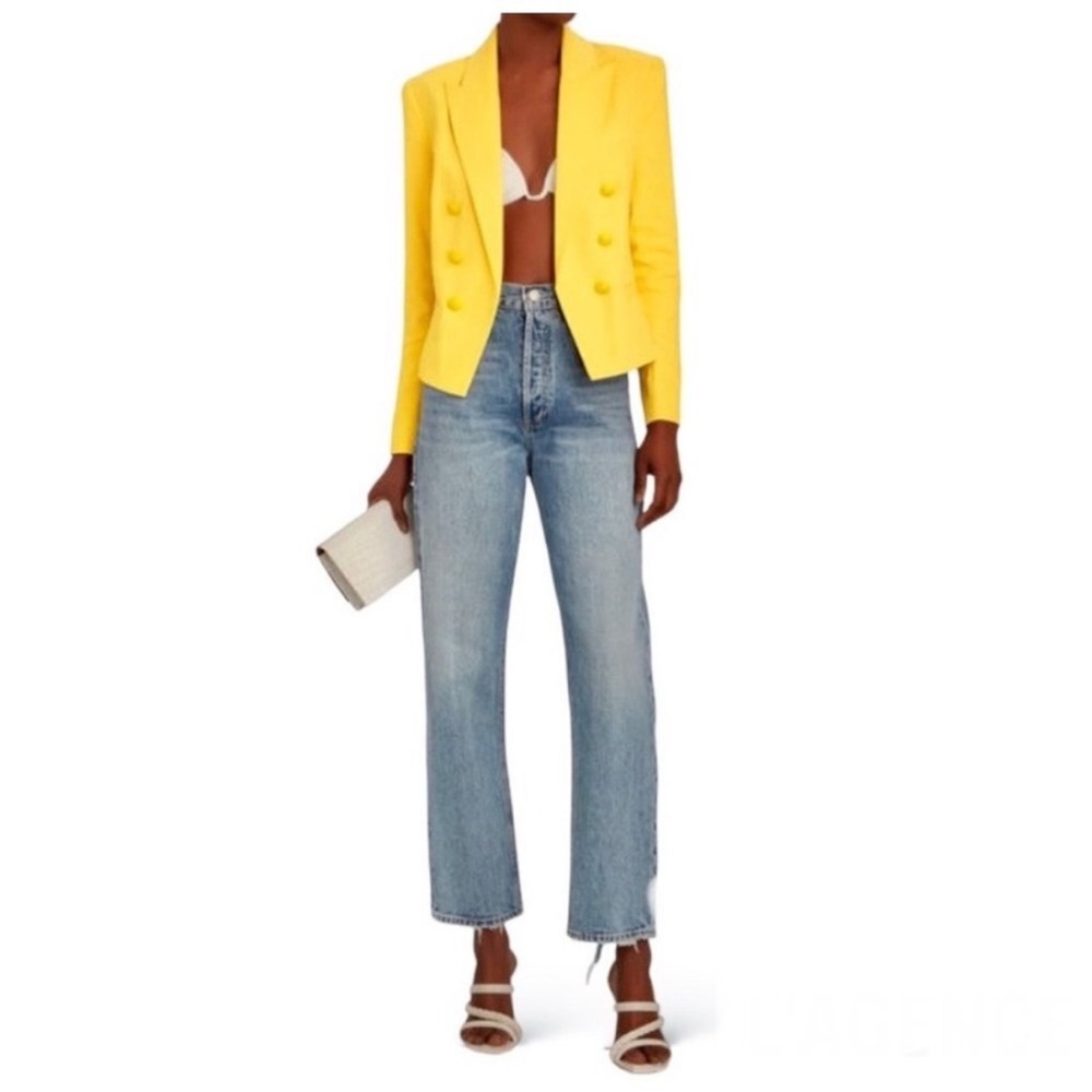 NEW L'AGENCE yellow Linen Blend Blazer Size 2